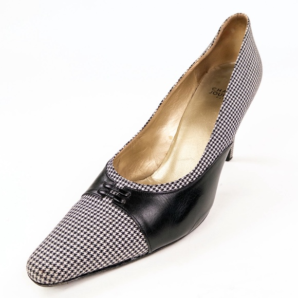 Vintage Charles Jourdan Houndstooth Pumps - Picture 1 of 8